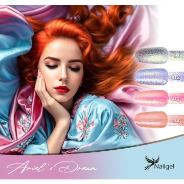  Ariel's Dream kolekcia gélových lakov s 4 gélovými lakmi a darčekom v tvare margaréty.