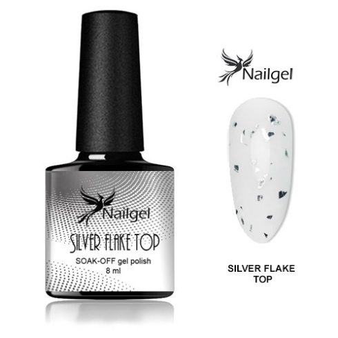 Lesklý gél Silver Flake Top Coat Gél lakk 8ml