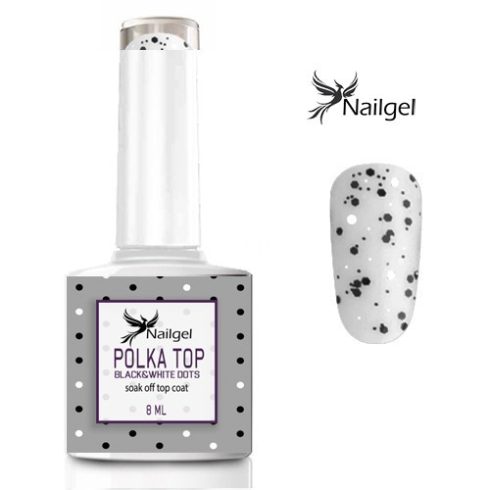 Polka Top Coat - Black&White dots - Lesk gél 8ml