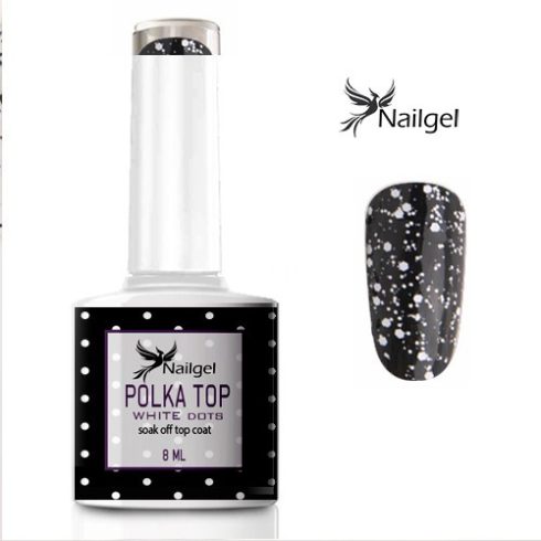 Polka Top Coat - White dots - Lesk gél 8ml